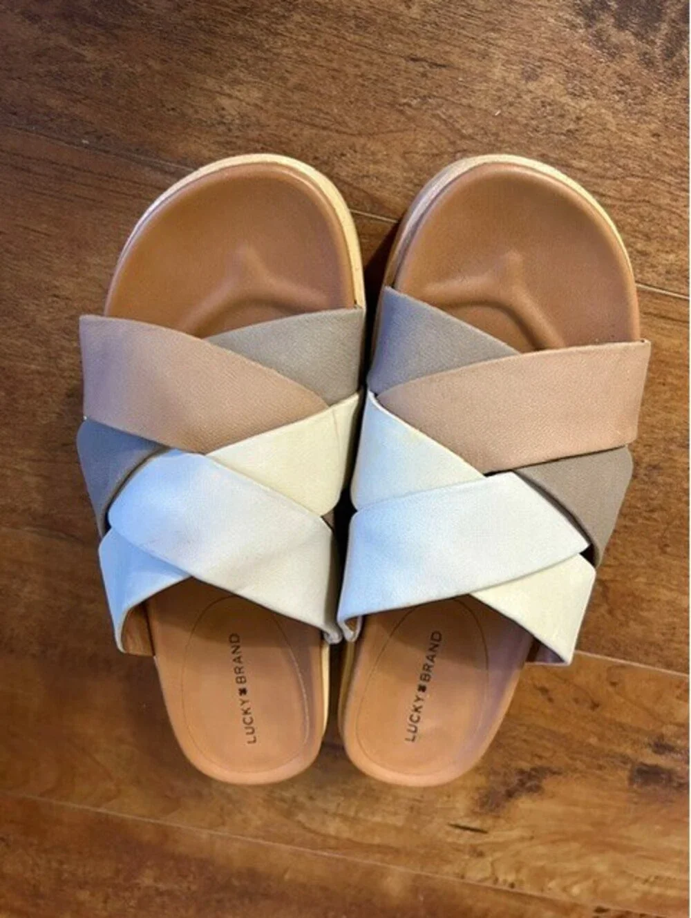 Lucky Brand Women's Leather Upper Platform Slide Sandals 8.5